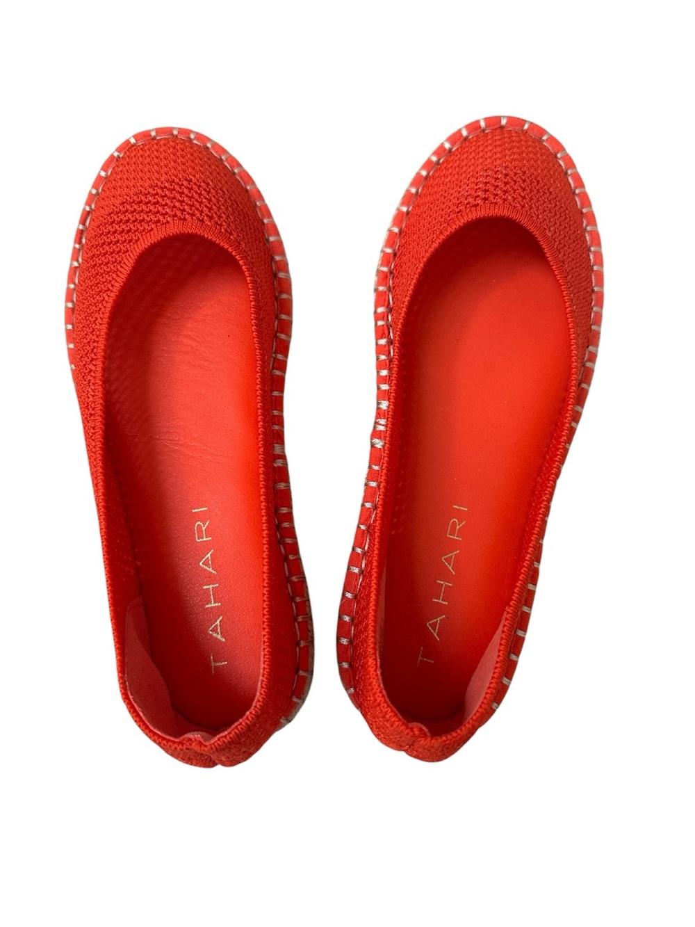 Tahari Juniper Espadrille Ballet Flat Bright Orange Poppy Knit Slip-On Flats